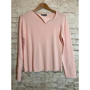 SML Design Top Womens Large Baby Pink Santana Knit Asymmetric Neckline Stretch
